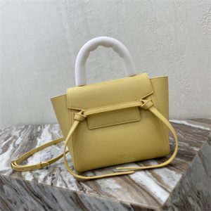 Celine Nano Belt Bag In Yellow Grained Calfskin