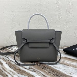 Celine Nano Belt Bag In Grey Grained Calfskin