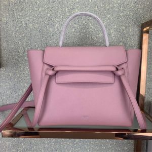 Celine Micro Belt Bag In Pink Grained Calfskin