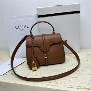 Celine Mini 16 Bag In Satined Calfskin Tan
