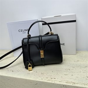 Celine Small 16 Bag In Satined Calfskin Black