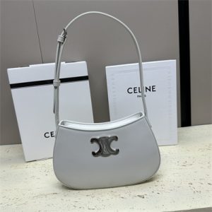 Celine Medium TILLY Bag In Shiny Calfskin White