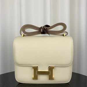 Constance Bag Epsom Leather 18CM Gold/Silver Tone Metal In Craie Color HS