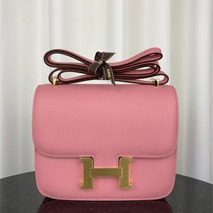 Constance Bag Epsom Leather 18CM Gold/Silver Tone Metal In Rose Confetti Color HS