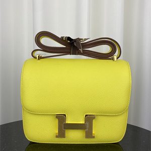 Constance Bag Epsom Leather 18CM Gold/Silver Tone Metal In Lime Color HS