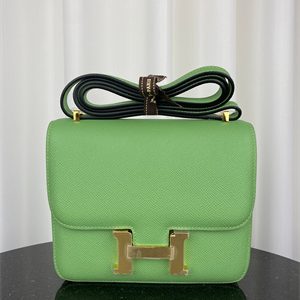 Constance Bag Epsom Leather 18CM Gold/Silver Tone Metal In Vert Criquet Color HS