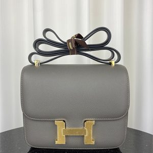 Constance Bag Epsom Leather 18CM Gold/Silver Tone Metal In Etain Color HS