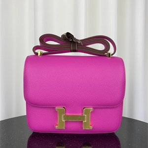 Constance Bag Epsom Leather 18CM Gold/Silver Tone Metal In Magnolia Color HS