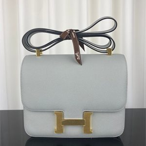 Constance Bag Epsom Leather 24CM Gold/Silver Tone Metal In Gris Mouette Color HS