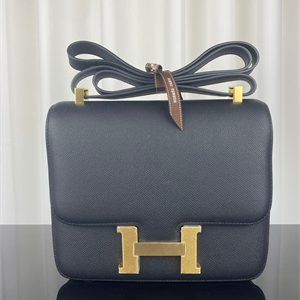 Constance Bag Epsom Leather 24CM Gold/Silver Tone Metal In Black Color HS