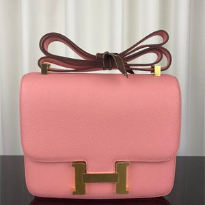 Constance Bag Epsom Leather 24CM Gold/Silver Tone Metal In Rose Confetti Color HS