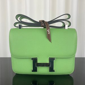 Constance Bag Epsom Leather 24CM Gold/Silver Tone Metal In Vert Criquet Color HS