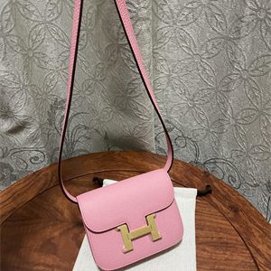 Constance SLIM Wallet With Strap Epsom Leather Gold Tone Metal In Pink Color HS