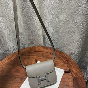 Constance SLIM Wallet With Strap Epsom Leather Silver Tone Metal In Grey Color HS