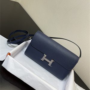 Constance To Go Wallet Epsom Leather Silver Tone Metal In Navy Color HS