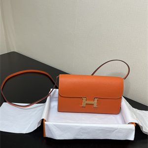 Constance To Go Wallet Epsom Leather Gold Tone Metal In Orange Color HS