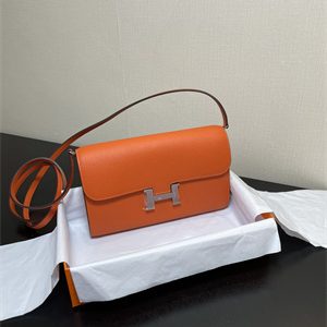 Constance To Go Wallet Epsom Leather Silver Tone Metal In Orange Color HS