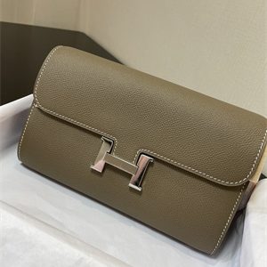 Constance To Go Wallet Epsom Leather Silver Tone Metal In Etoupe Color HS