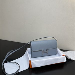 Constance To Go Wallet Epsom Leather Silver Tone Metal In Bleu Lin Color HS