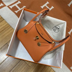 Lindy Bag Taurillon Clemence Leather 26/30CM Gold Tone Metal In Orange Color HS