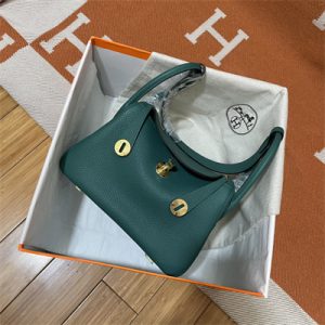 Lindy Bag Taurillon Clemence Leather 26/30CM Gold Tone Metal In Malachite Color HS