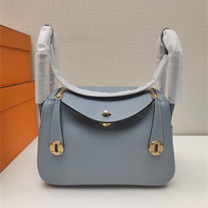 Lindy Bag Taurillon Clemence Leather 26/30CM Gold/Silver Tone Metal In Bleu Lin Color HS