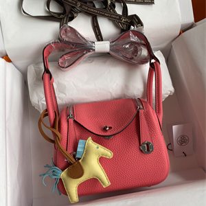 Lindy Mini Bag Taurillon Clemence Leather Gold/Silver Tone Metal In Rose Lipsur Color HS