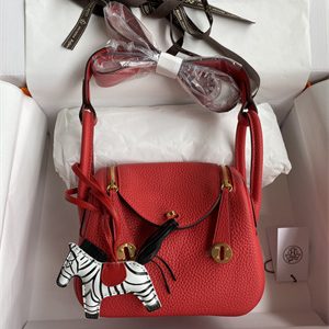 Lindy Mini Bag Taurillon Clemence Leather Gold/Silver Tone Metal In Red Color HS