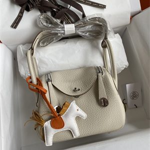 Lindy Mini Bag Taurillon Clemence Leather Gold/Silver Tone Metal In Craie Color HS