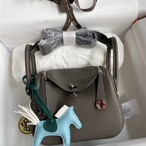 Lindy Mini Bag Taurillon Clemence Leather Gold/Silver Tone Metal In Etain Color HS