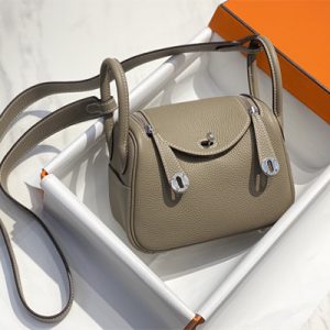 Lindy Mini Bag Calfskin Leather Gold/Silver Tone Metal In Tourterelle Color