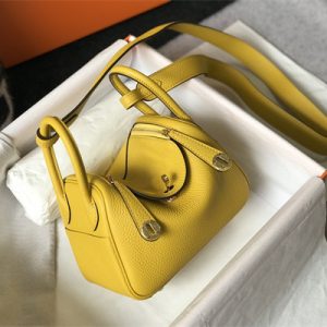 Lindy Mini Bag Calfskin Leather Gold/Silver Tone Metal In Jaune Amber Color