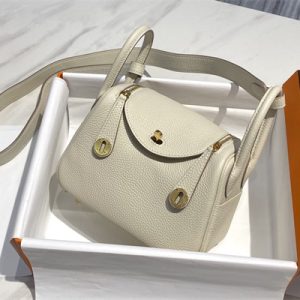 Lindy Mini Bag Calfskin Leather Gold/Silver Tone Metal In Craie Color