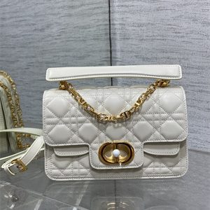 CD Small Jolie Top Handle Bag Cannage Calfskin White