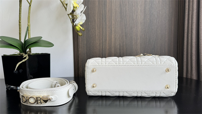 CD Small Lady Di.or My ABCDior Bag Two Tones Cannage Lambskin Gold Tone Metal Latte and Black - Image 7