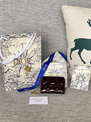 CD Voyageur Small Coin Purse Supple Cannage Patent Calfskin Burgundy S0985 - Image 2