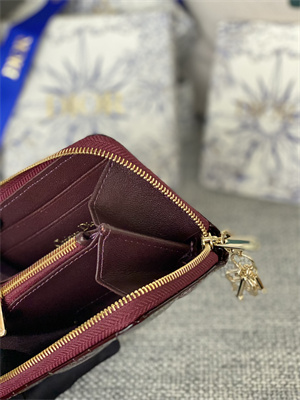 CD Voyageur Small Coin Purse Supple Cannage Patent Calfskin Burgundy S0985 - Image 8