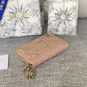 CD Voyageur Small Coin Purse Supple Cannage Patent Calfskin Nude Pink S0985