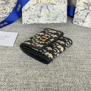 CD 30 Montaigne Trifold Wallet Blue Dior Oblique Jacquard