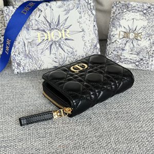 CD Caro Scarlet Wallet Supple Cannage Lambskin Black S5032