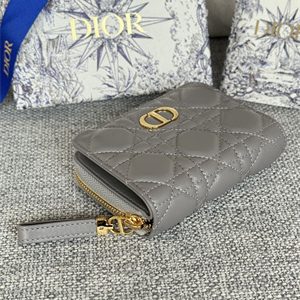 CD Caro Scarlet Wallet Supple Cannage Lambskin Grey S5032