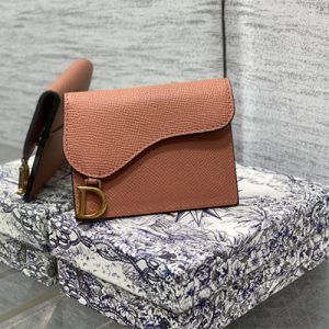 CD Saddle Card Holder Grained Calfskin Brown