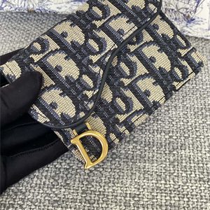 CD Saddle Card Holder Blue Dior Oblique Jacquard S5610