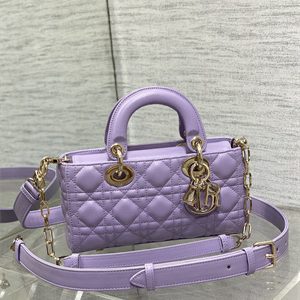 CD Small Lady D-Joy Bag Cannage Lambskin Gold Tone Metal Lt Purple
