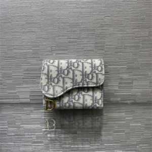 CD Saddle Lotus Wallet Gray Dior Oblique Jacquard