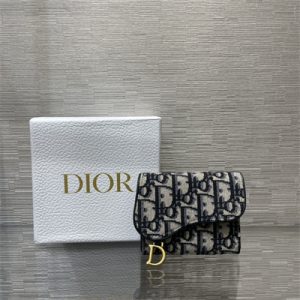 CD Saddle Lotus  Wallet Blue Dior Oblique Jacquard