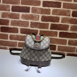 Gucci OPHIDIA MINI BACKPACK Beige and ebony GG Supreme canvas 795221
