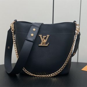 L.V Lock and Walk Grained Calfskin Black M24006