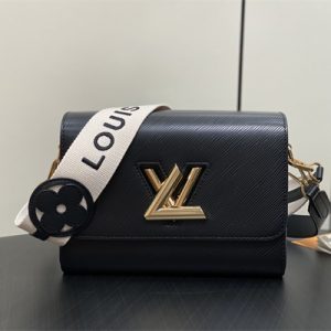 L.V Twist MM Bag With Strap EPI Leather Black M24765