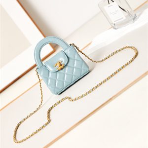 Chanel Clutch With Chain Shiny Aged Calfskin Gold-Tone Metal Lt Blue AP3435